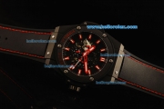 Hublot King Power F1 Monza Automatic Movement PVD Case with Red Markers and Black Rubber Strap