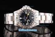 Rolex Explorer II Oyster Perpetual Automatic Movement Silver Case with Black Dial and White Markers-SS Strap