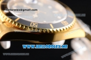 Rolex Submariner Clone Rolex 3135 Automatic Yellow Gold Case/Bracelet with Black Dial and Dot Markers (BP)