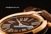 Cartier d'Art Swiss Quartz Rose Gold Case with Black Dial and Brown Leather Strap