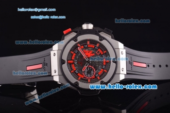Hublot Big Bang Manchester United Swiss Valjoux 7750 Automatic Steel Case with Skeleton Dial and Black Rubber Strap-Red Markers