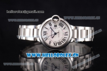 Cartier Ballon Bleu Medium Asia Automatic Stainless Steel Case/Bracelet with White Dial and Roman Numeral Markers (YF)