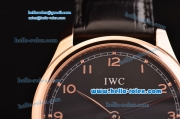 IWC Portuguese Swiss ETA 2836 Automartic Rose Gold Case with Black Dial and Numeral Markers