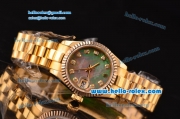 Rolex Datejust Lady 2813 Automatic Gold Case with Grey MOP Dial Yellow Gold Strap and Diamond Markers ETA Coating