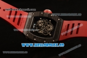 Richard Mille RM 055 Bubba Watson Miyota 9015 Automatic Carbon Fiber Case with Black Dial and Red Rubber Strap