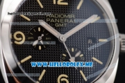 Panerai Radiomir 1940 3 Days GMT Power Reserve Asia ST25 Automatic Steel Case with Black Dial and Brown Leather Strap Stick/Arabic Numeral Markers