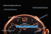 IWC Portugieser Hand-Wound Asia 6497 Manual Winding Rose Gold Case with Black Dial and Rose Gold Arabic Numeral Markers