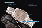 Rolex Datejust Swiss ETA 2836 Automatic Steel Case with Stick Markers Gray Dial and Stainless Steel Strap