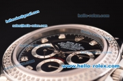 Rolex Daytona Swiss Valjoux 7750-SHG Automatic Diamond Bezel with Black Dial and Diamond Markers