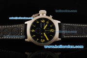 U-BOAT Italo Fontana Flightdeck Chronograph Quartz Black Dial with Yellow Number Marking,White Bezel and Leather Strap