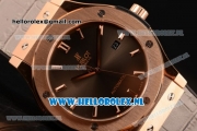 Hublot Classic Fusion 9015 Auto Rose Gold Case with Grey Dial and Grey Leather Strap