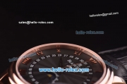 BlancPain Moonphase ST25 Automatic Rose Gold Case with Black Dial and Black Leather Strap