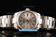 Rolex Datejust Oyster Perpetual Chronometer Automatic ETA Coating Case with Stick Markers and SS Strap