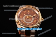 Rolex Sky-Dweller Asia Automatic Two Tone Case/Bracelet with Roman Numeral Markers and Brown Dial