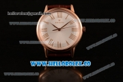 Zenith Vintage Miyota 9015 Automatic Rose Gold Case with White Dial and Brown Leather Strap - (AAAF)