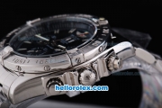 Breitling BlackBird Working Chronograph 7750 Automatic Movement Silver Case with Black Dial and SS Strap