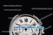 Cartier Cle de Cartier Chrono Japanese Miyota OS20 Quartz Steel Case with White Dial and Black Leather Strap