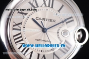 Cartier Ballon Bleu de Cartier Large Swiss ETA 2824 Automatic Steel Case with White Dial Black Leather Strap and Roman Numeral Markers