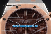 Audemars Piguet Royal Oak Miyota Quartz Two Tone Case/Bracelet with Brown Dial and Stick Markers