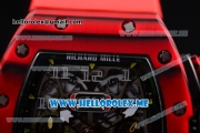 Richard Mille RM 11-03 Swiss Valjoux 7750 Automatic PVD Case with Skeleton Dial and Red Rubber Strap Red Bezel