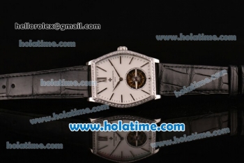 Vacheron Constantin Malte Swiss ST Tourbillon Steel Case with Black Alligator Strap Diamond Bezel and White Dial (FT)