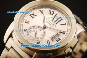 Cartier Calibre De Cartier Automatic Full Steel with White Dial and Big Calendar