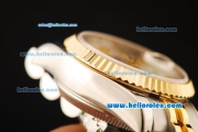 Rolex Datejust Automatic Movement ETA Coating Case with Gold Roman Numerals and Gold Bezel