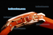 Hublot Big Bang Chronograph Quartz Movement White Dial with Orange Diamond Bezel and Orange Rubber Strap-Lady Size