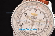 Breitling Navitimer Chronograph Quartz Movement Steel Case with Arabic Numerals and Brown Leather Strap