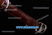 Cartier Rotonde De Swiss Quartz Steel Case with Brown Guilloche Dial and Brown Leather Strap
