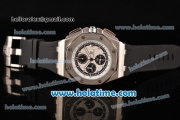 Audemars Piguet Royal Oak Offshore Chronograph Miyota OS10 Quartz Steel Case with White Dial Stick Markers and Black Rubber Strap