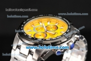 Ferrari Rattrapante Chrono Miyota OS10 Quartz Steel Case with PVD Bezel Yellow Dial and Stick Markers