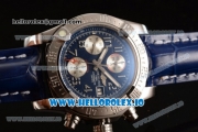 Breitling Super Avenger II 7705 Automatic Steel Case with Blue Dial Arabic Numeral Markers and Genuine Leather Strap (GF)