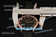 Patek Philippe Calatrava Miyota OS2035 Quartz Rose Gold Case with Rose Gold Arabic Numeral Markers and Black Dial