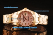 Rolex Day Date Automatic Rose Glod Case with Diamond Bezel Pink MOP Dial and Diamond Markers-Rose Gold Strap