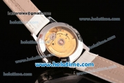 Vacheron Constantin Patrimony Swiss ETA 2824 Automatic Steel Case with White Leather Strap White Dial and Diamond Bezel