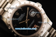 Rolex Datejust Oyster Perpetual Automatic Movement Full Steel with Black Dial and Roman Numeral Markers