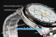 Ferrari Rattrapante Chrono Miyota OS10 Quartz Steel Case with PVD Bezel White Dial and Stick Markers