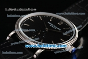 Patek Philippe Calatrava Miyota Quartz Steel Case with Silver Stick Markers and Black Dial