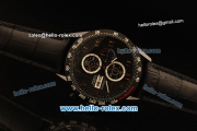 Tag Heuer Carrera Calibre 16 Quartz Movement PVD Case with Black Bezel and Black Leather Strap