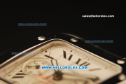 Cartier Santos 100 Swiss Valjoux 7753 Automatic Movement White Dial with Black Leather Strap