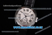 Cartier Cle de Cartier Asia ST16 Automatic Steel Case with White Dial White Second Hand and Black Leather Strap