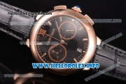 Cartier Rotonde De Chrono Miyota Quartz Rose Gold Case with Black Starry Dial and Stick Markers