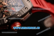 Richard Mille RM 11-02 Swiss Valjoux 7750 Automatic Carbon Fiber Case with Skeleton Dial and Red Rubber Strap