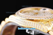 Rolex Day-Date Oyster Perpetual Swiss ETA 2836 Automatic Movement ETA Case Full Gold and Diamond with Diamond Dial