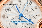 Cartier Ballon Bleu De Medium Chrono Miyota Quartz Rose Gold Case with White Dial and Diamonds Markers