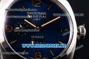 Panerai Radiomir 1940 10 Days GMT Automatic PAM00689 Asia ST25 Automatic Steel Case with Blue Dial and Blue Leather Strap Stick/Arabic Numeral Markers