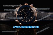 Omega Planet Ocean 600M Co-Axial Master Chronometer Chrono Clone Omega 9901 Automatic Steel Case with Blue Dial and Blue Leather Strap (EF)