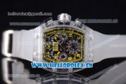 Richard Mille RM 011 Felipe Massa Flyback Chronograph Swiss Valjoux 7750 Automatic Sapphire Crystal Case with Skeleton Dial Yellow Inner Bezel and Aerospace Nano Translucent Strap