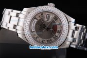 Rolex Day-Date Oyster Perpetual Automatic Diamond Bezel with Grey Dial and Roman Marking-Small Calendar